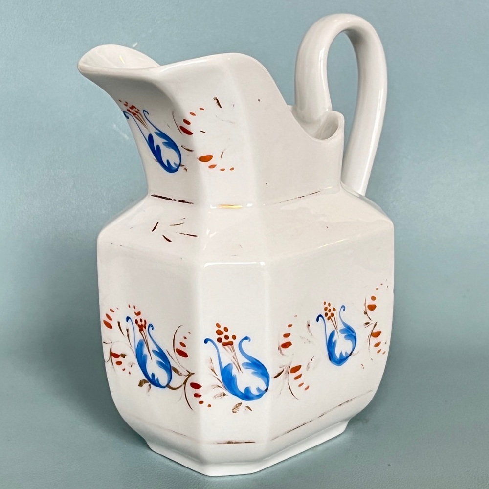 Vieux Paris Porcelain Antique French Hand Painted Gilt Pitcher Creamer Milk Jug